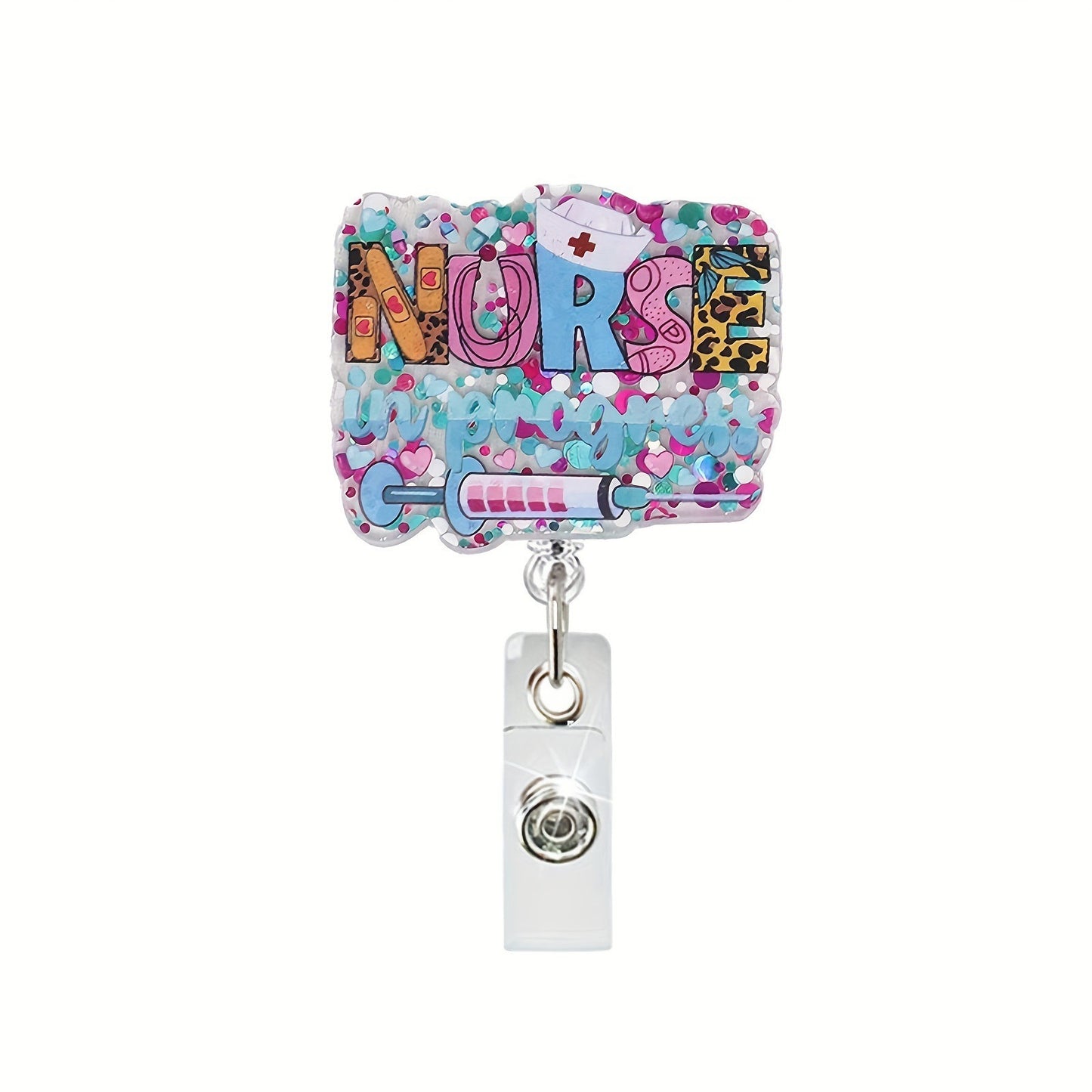 Acrylic Sequined Base Nurse Badge Reel