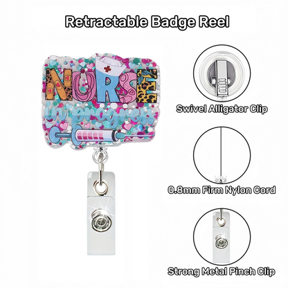 Acrylic Sequined Base Nurse Badge Reel