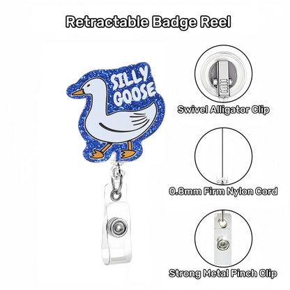 Acrylic Blue Silly Goose Badge Reel