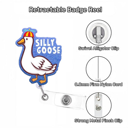 Acrylic Blue Silly Goose with Hat Badge Reel
