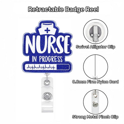 Acrylic Blue Nurse In Progress Nurse Badge Reel