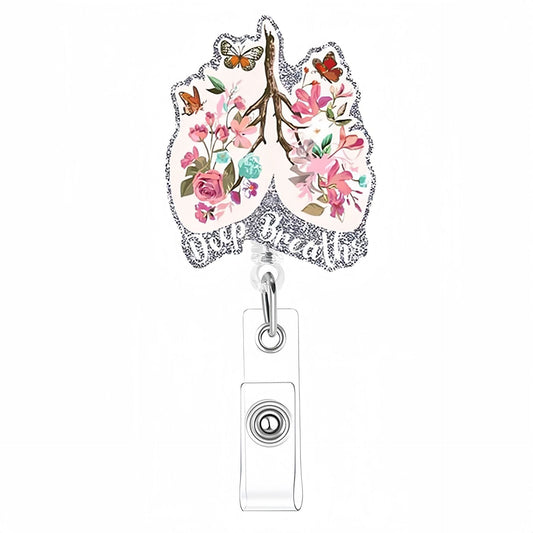 Acrylic Flowers in Bloom Sternum Badge Reel