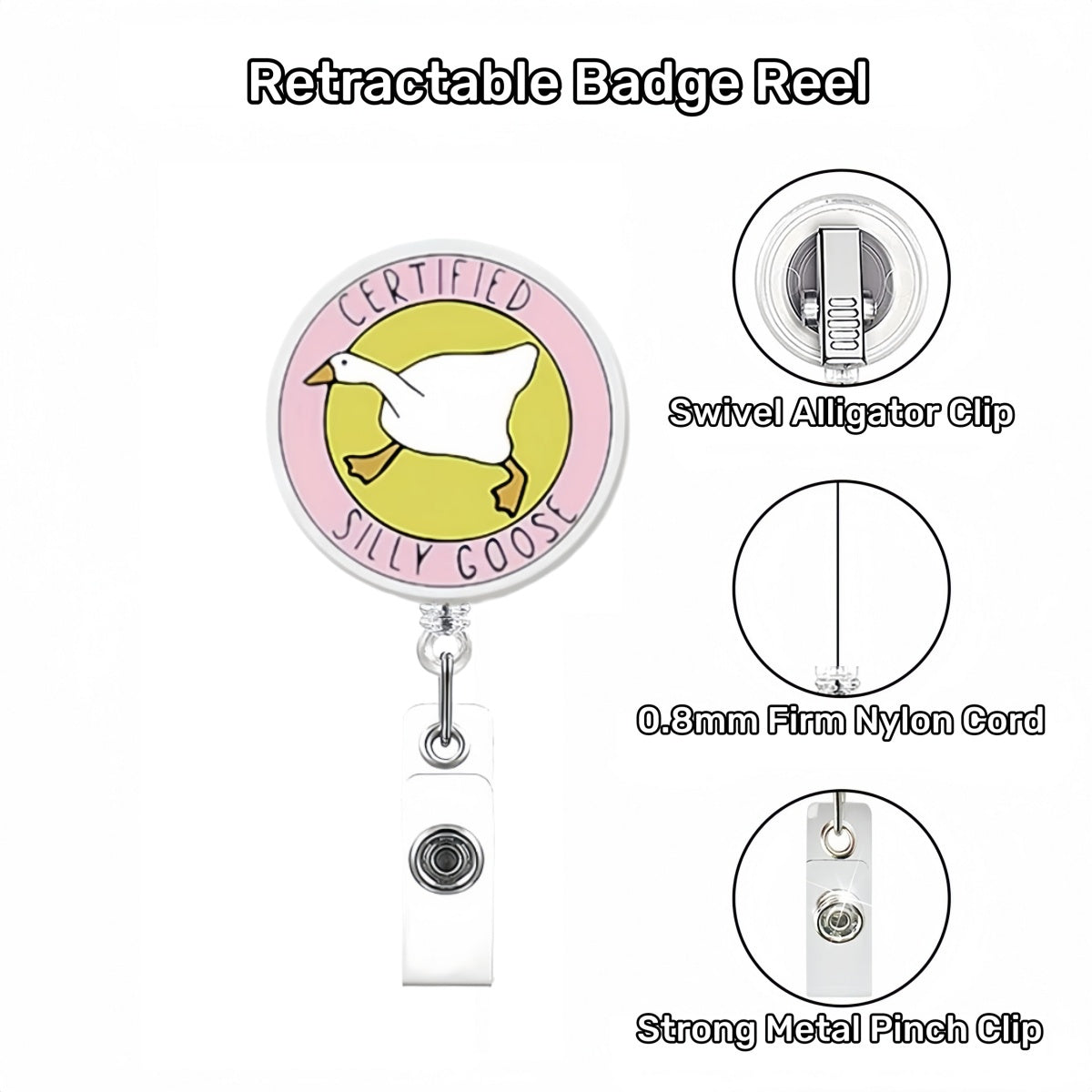 Acrylic Certified Silly Goose Badge Reel