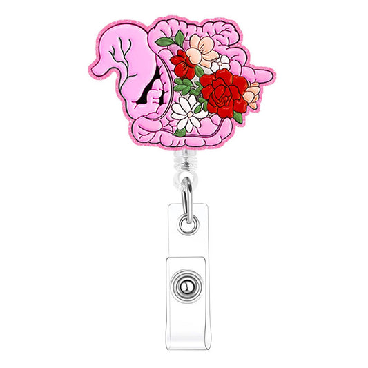 Acrylic Stomach With Flowers Badge Reel