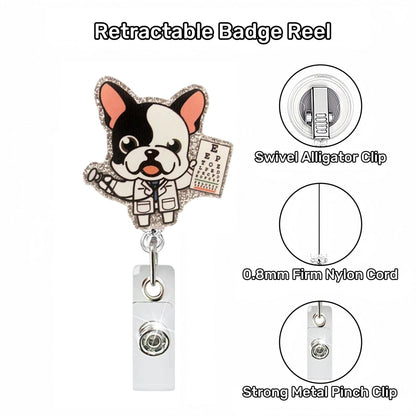 Acrylic Cute Dog Doctor Badge Reel