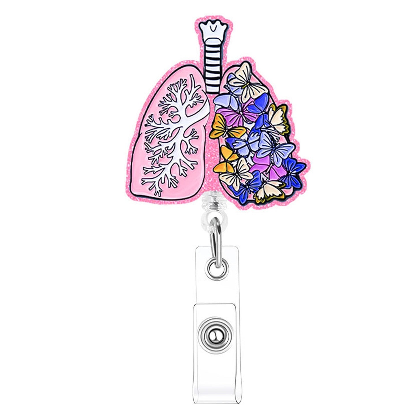 Acrylic Lungs With Butterflies Badge Reel