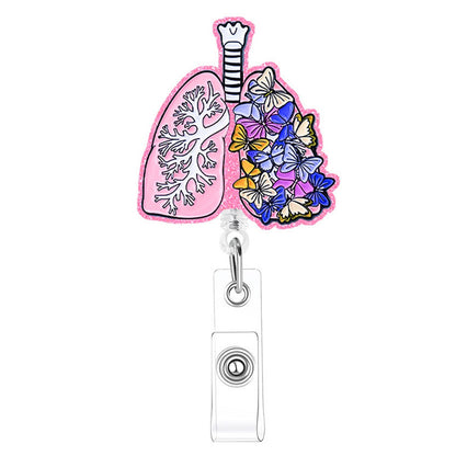 Acrylic Lungs With Butterflies Badge Reel