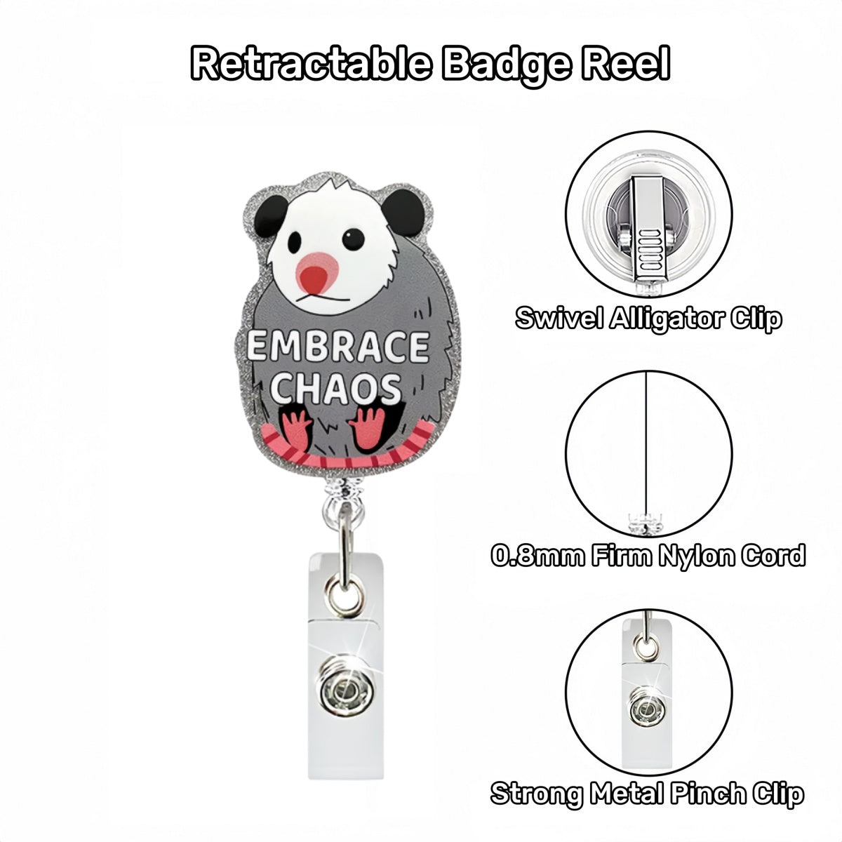 Acrylic Embrace Chaos Panda Badge Reel