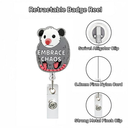 Acrylic Embrace Chaos Panda Badge Reel