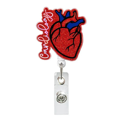 Acrylic Red-Blue Blood Heart Badge Reel