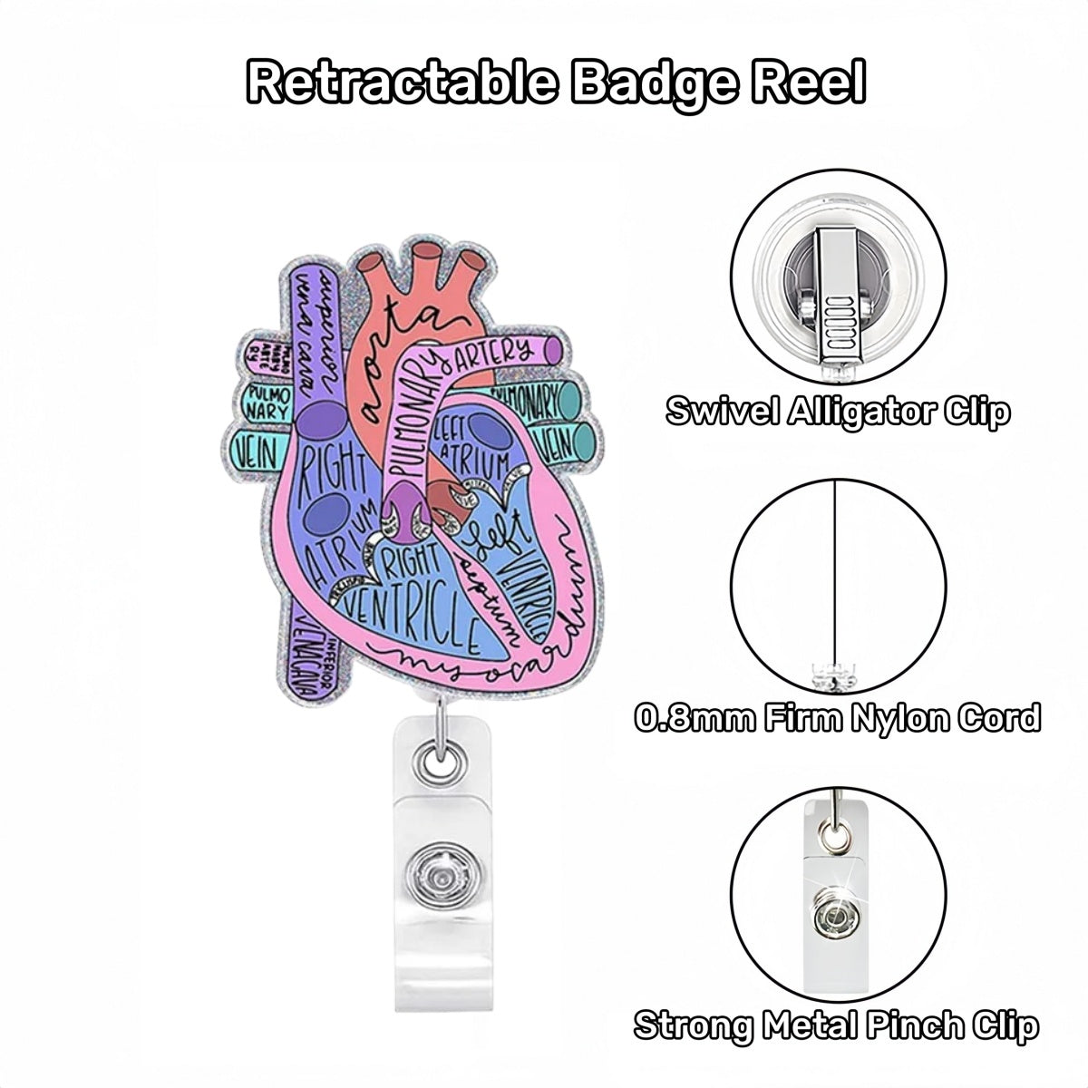 Acrylic Anatomical Heart Badge Reel