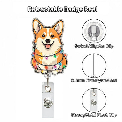 Acrylic Xmas Led Dog Badge Reel