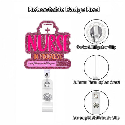 Acrylic Pink Nurse In Progress Nurse Badge Reel