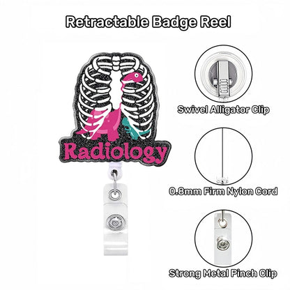 Acrylic Radiology Skelton Nurse Badge Reel