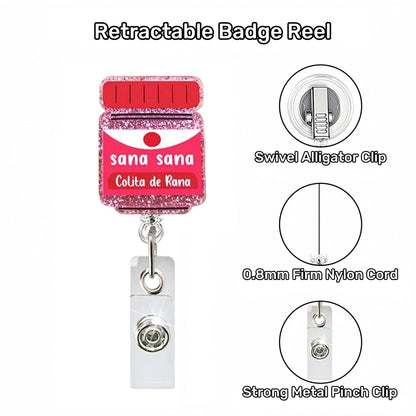 Acrylic Red Medicine Bottle Badge Reel
