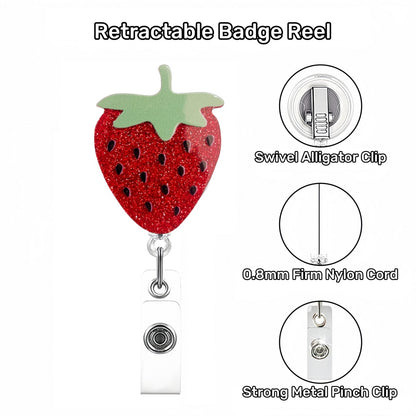 Acrylic Red Strawberry Badge Reel