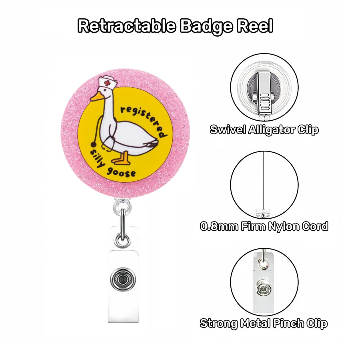 Acrylic Registered Silly Goose Badge Reel