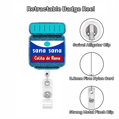 Acrylic Blue Medicine Bottle Retractable Badge Reel