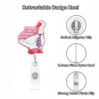 Acrylic Funny Serious Goose Badge Reel