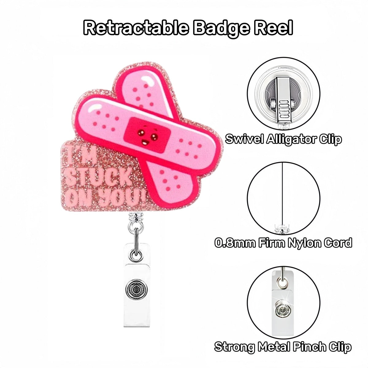Acrylic Stuck On You Band Aid Badge Reel