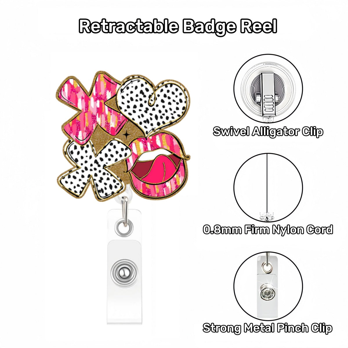 Acrylic XOXO Badge Reel Valentine Day Gift